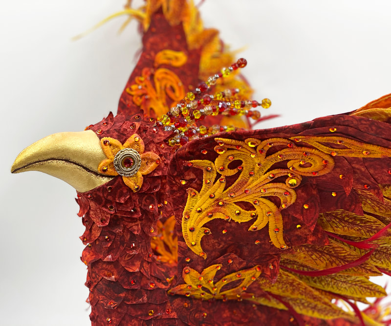 Desire, a phoenix textile sculpture by Linda Blust