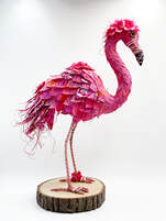 Flora, a flamingo textile sculpture by Linda Blust