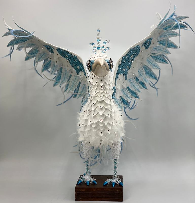 Hope, a white phoenix textile sculpture by Linda Blust