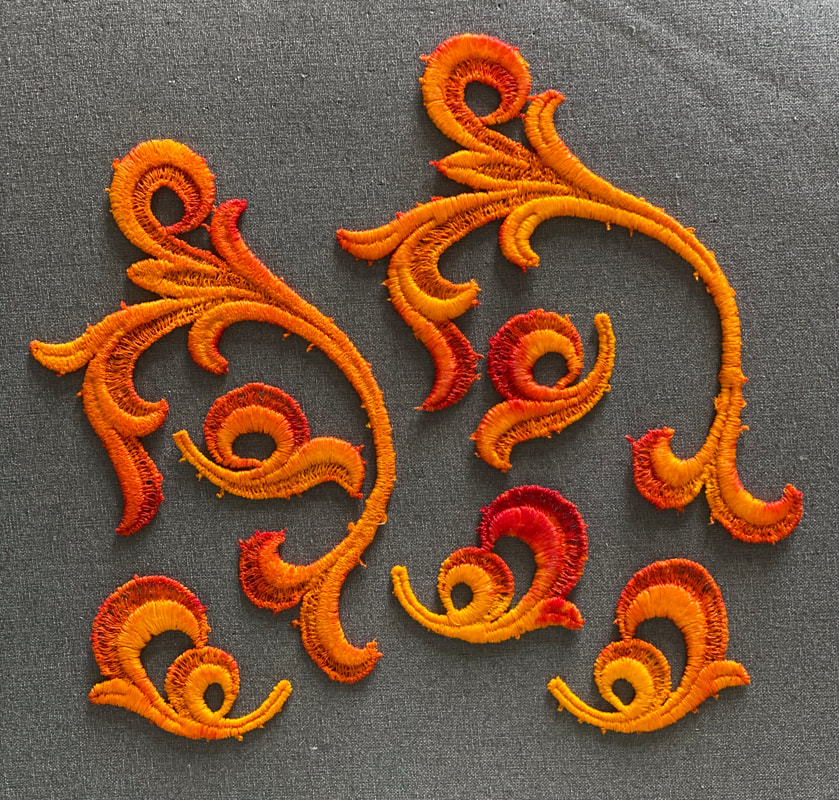 Phoenix hand-painted lace