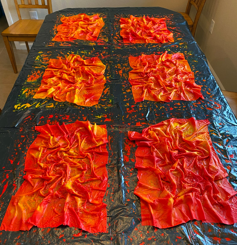 Hand-painted fabric for phoenix